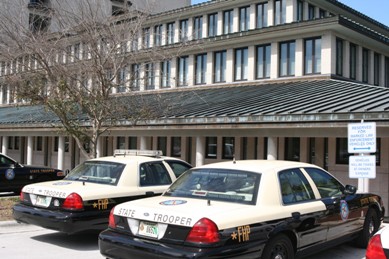 Florida Highway Patrol Vehicles in front of the Polk Courthouse in Bartow, Florida