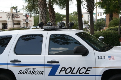 Sarasota Police Car with Cameras for catching suspended drivers